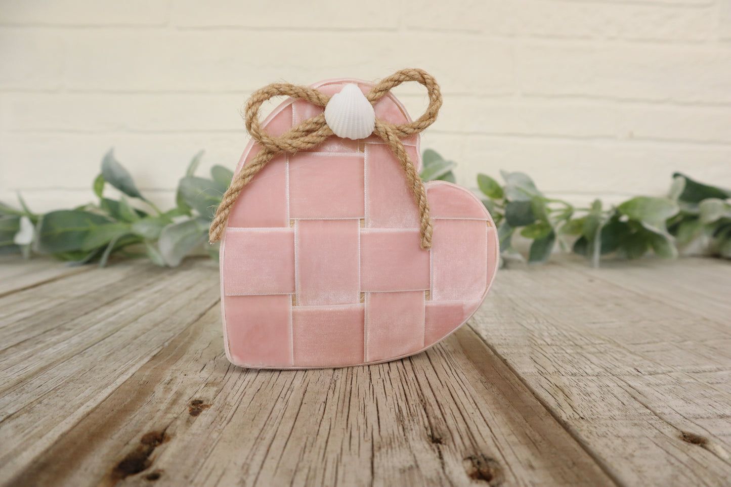 Pink Velvet Wood Heart