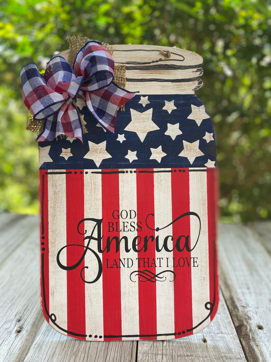 Americana Mason Jar Patriotic Door/Wall Hanger