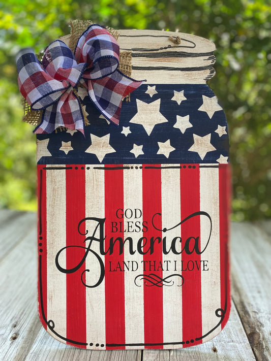 Americana Mason Jar Patriotic Door/Wall Hanger