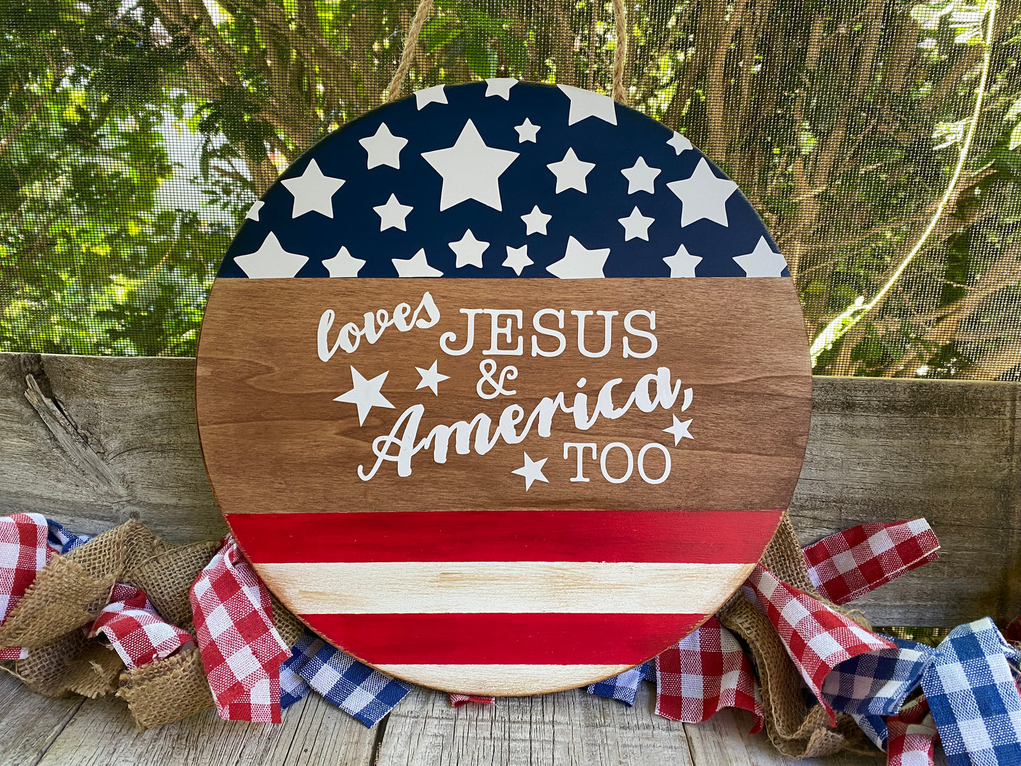 Americana VINYL Decals-Loves Jesus & America, Too with Stars