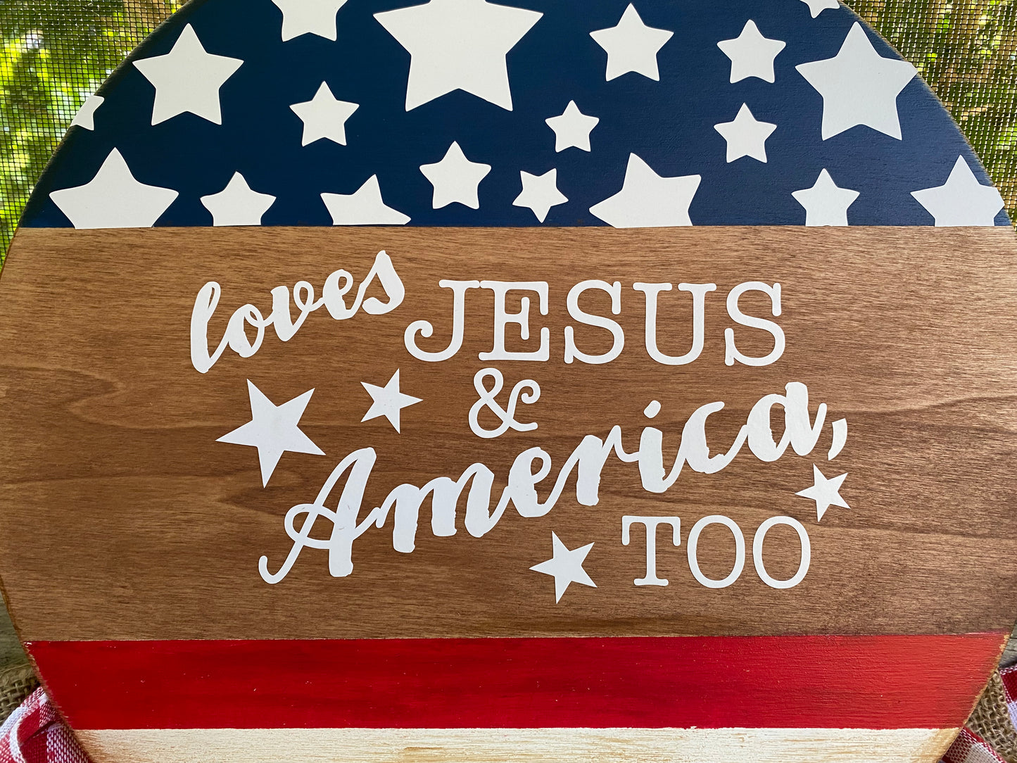Americana VINYL Decals-Loves Jesus & America, Too with Stars