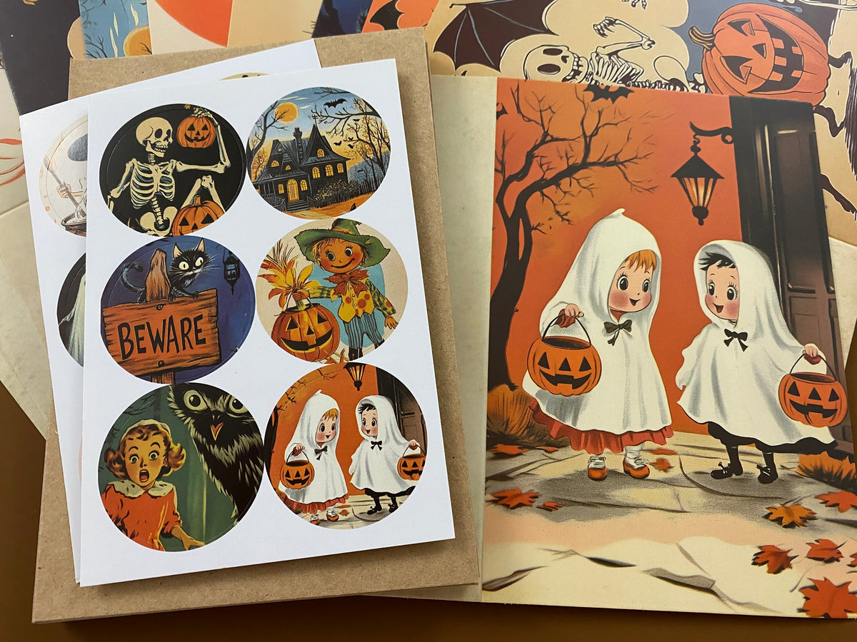 Vintage Style Halloween Card Set