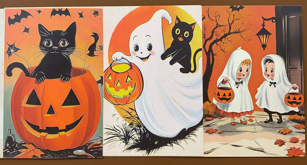 Vintage Style Halloween Card Set