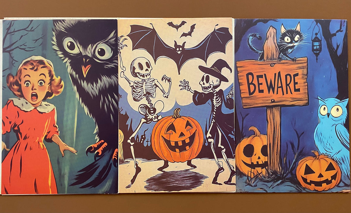 Vintage Style Halloween Card Set