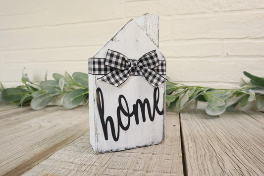 Wood House HOME Shelf Sitter Decoration Black & White